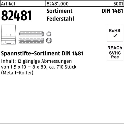 Spannstiftsortiment DIN 1481 710tlg. Federstahl 1 Stück