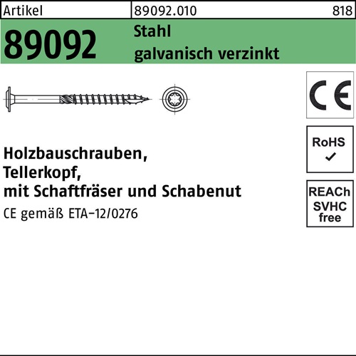Holzbauschraube R 89092 Tellerkopf ISR 10x320-T40 Stahl galv.verz. 25St.
