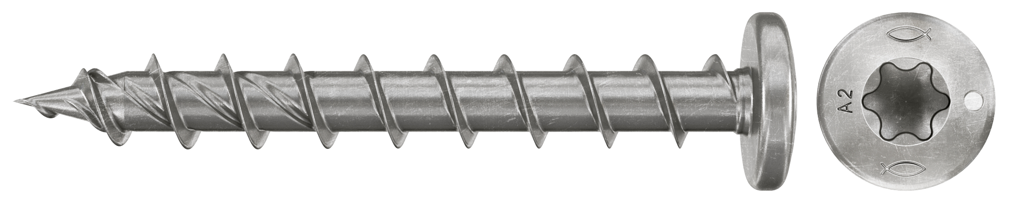 fischer Spanplattenschraube PowerFast FPF II PTF 6,0 x 40 A2 100, Panhead, Innenstern TX, Vollgewinde, Edelstahl A2