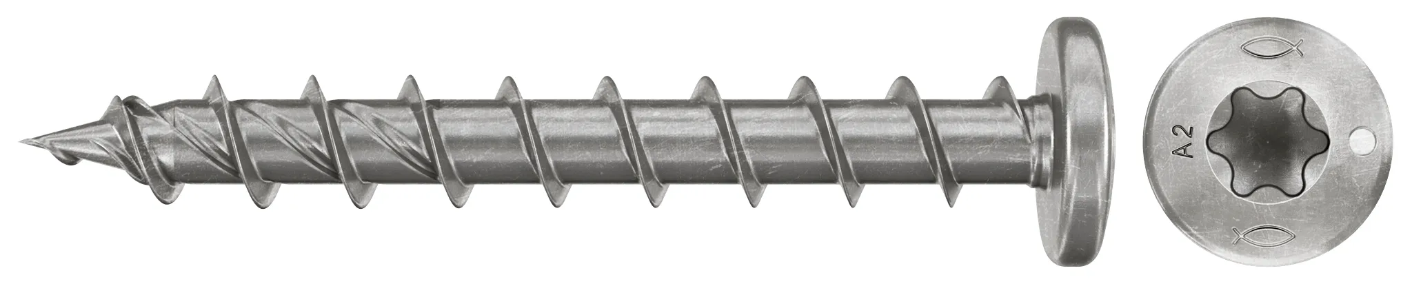 fischer Spanplattenschraube PowerFast FPF II PTF 6,0 x 40 A2 100, Panhead, Innenstern TX, Vollgewinde, Edelstahl A2