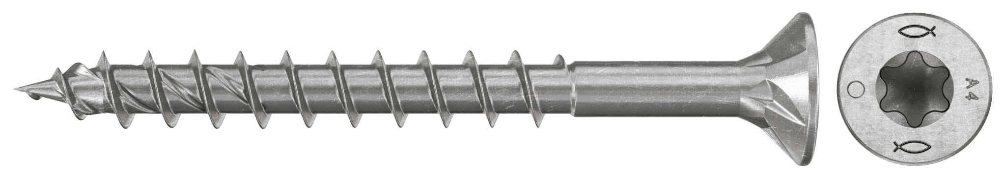 fischer Spanplattenschraube PowerFast FPF II CTP 4,0 x 40 A4 200, Senkkopf, Innenstern TX, Teilgewinde, Edelstahl A4
