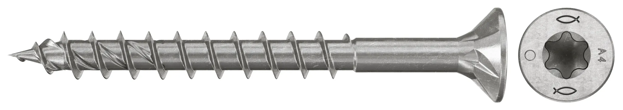 fischer Spanplattenschraube PowerFast FPF II CTP 4,0 x 40 A4 200, Senkkopf, Innenstern TX, Teilgewinde, Edelstahl A4