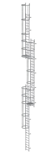 MUNK Mehrzügige Steigleiter mit Rückenschutz (Notleiter) Stahl verzinkt 16,32m 