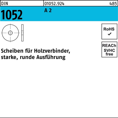 Unterlegscheibe DIN 1052 rund 25x 92x 8 A 2 10 Stück