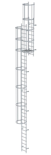 MUNK Mehrzügige Steigleiter mit Rückenschutz (Bau) Aluminium eloxiert 11,84m