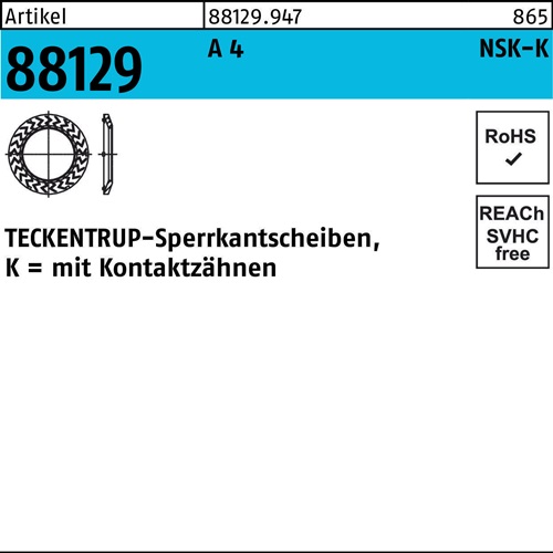Sperrkantscheibe R 88129 NSK-K 8 A 4 1000 Stück TECKENTRUP