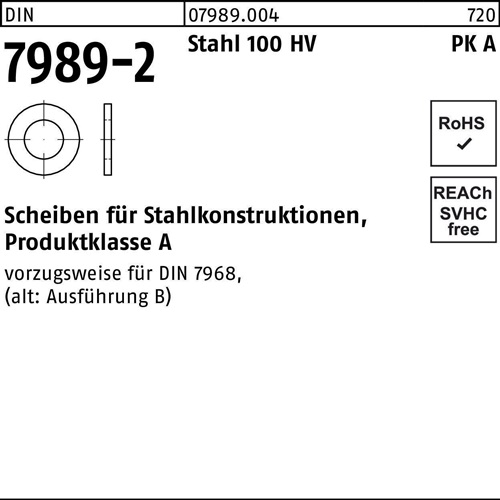 Unterlegscheibe DIN 7989-2 12/13,5x 24x8 Stahl 100HV 100 Stück