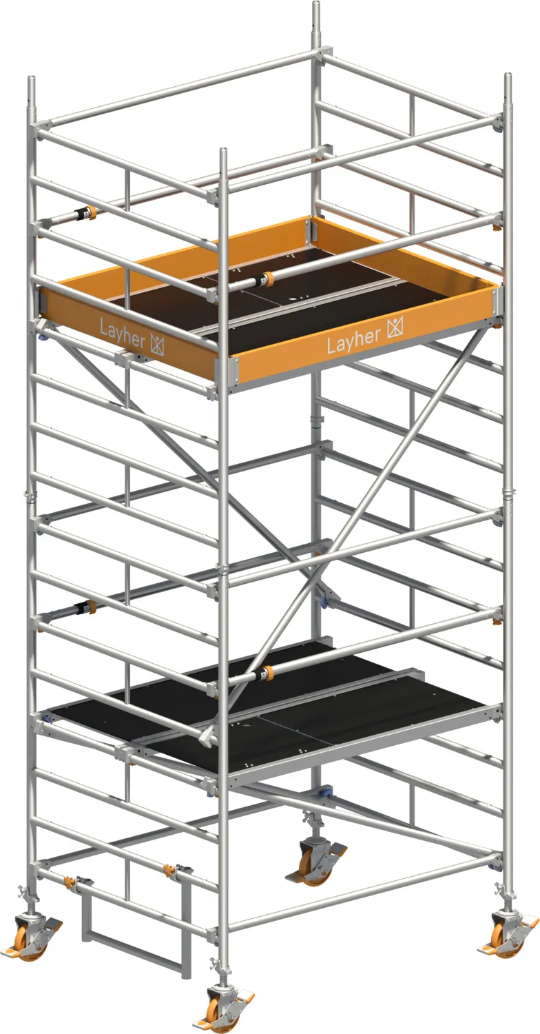 Layher Fahrgerüst Uni Kompakt P2 mit Uni Telegeländer Typ: 1415003 | SH: 3,2 m / AH: 5,20 m