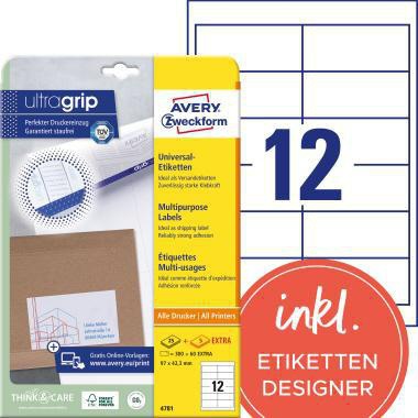 Avery Zweckform Universaletikett 4781 97x42,3mm weiß 360 St./Pack.