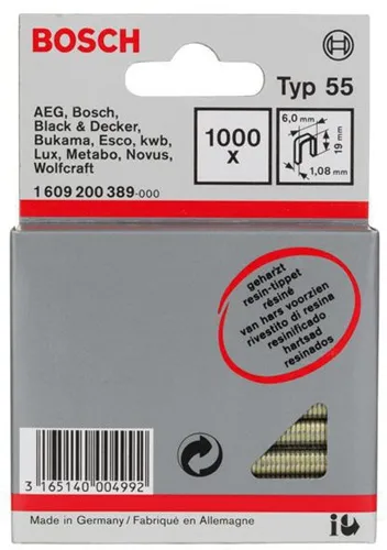 Bosch Schmalrückenklammer Typ 55 B.6mm Dicke 1,08mm L.19mm geharzt 1000er Pack