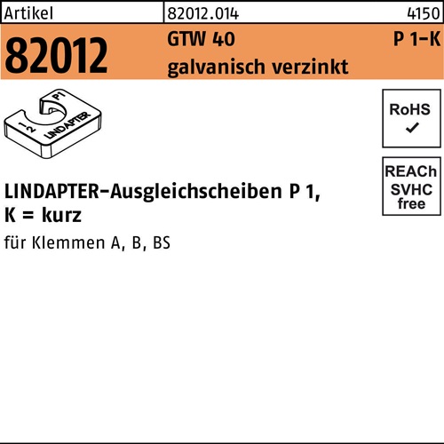 Ausgleichscheibe R 82012 GTW 40 P1 M20/10,0 galv.verz. 1St. LINDAPTER