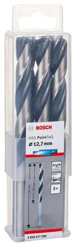 Bosch Metallspiralbohrer PointTeQ DIN388 Arbeits-L.101mm D.12,7mm Typ N 5St.