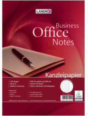 Landre Kanzleipapier 100050623 A3/A4 hf Rand kariert 250 Bl./Pack.