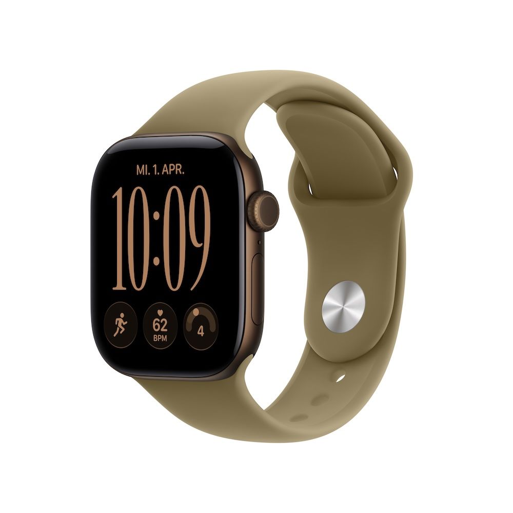Apple Watch Series 12 Sportarmband, Dunkelbronze, Oliv, 42mm, GPS + Cellular, S/M