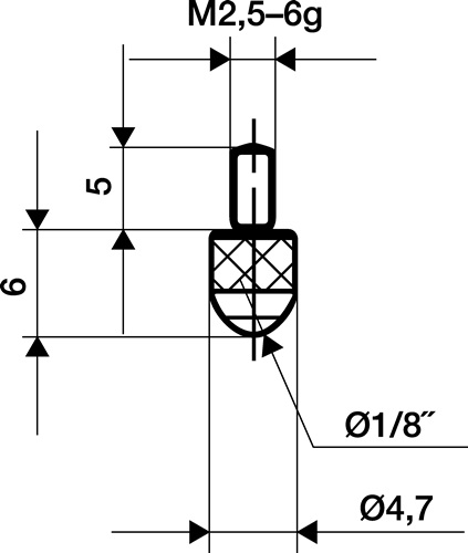 Messeins.L.6mm KGL M2,5 HM z.Messuhren KÄFER