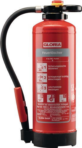 Auflade-Pulverfeuerlöscher 12kg aufladb.Brandkl.55 A 233 B C m.Wandh.GLORIA