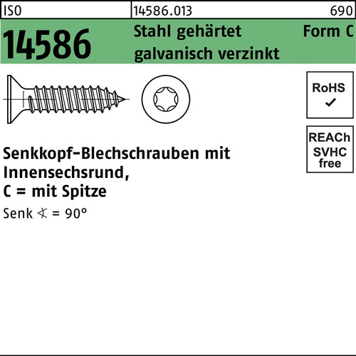 Senkblechschraube ISO 14586 ISR/Spitze 2,9x 25 -C Stahl geh.galv.verz. 1000St.