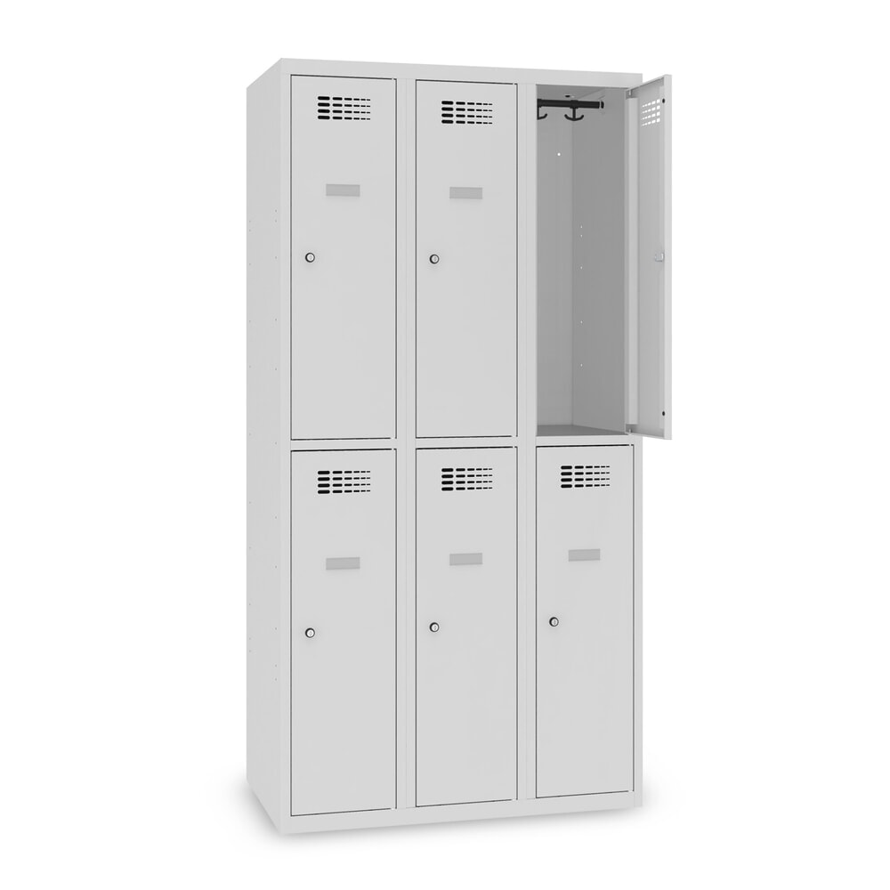 Steinbock® Kleiderspind, bodenstehend, 2-stöckig, 6 Fächer, Zylinderschloss