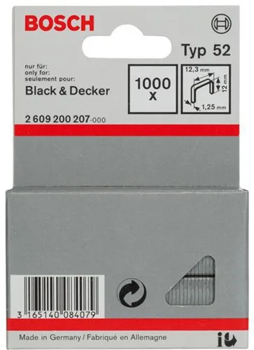 Bosch Flachdrahtklammer Typ 52 BxL 12,3x12mm Dicke 1,25mm 1000 St