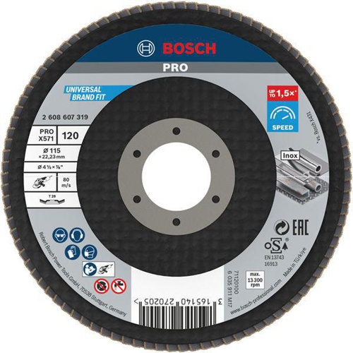 Bosch Fächerschleifscheibe PRO X571 Scheiben-D.115mm Körnung 120 gewinkelt