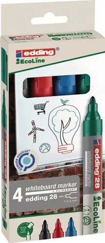 Whiteboardmarkerset 28 EcoLine schwarz/rot/blau/grün Strich-B.1,5-3mm Rundspitze