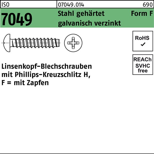 Blechschraube ISO 7049 LIKO Zapfen/PH F 4,2x16-H Stahl geh.galv.verz. 1000St.