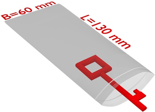 Druckverschlussbeutel Maße 60x130mm Stärke 50µ PE transparent TRANSPAK