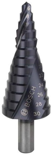 Bosch Stufenbohrer Stufen-D.6-30mm Schaft-D.10mm L.93,5mm HSS AlTiN-besch. 13 Stufen
