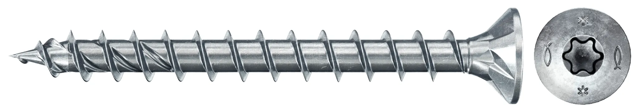 fischer PowerFast FPF II CTF 5,0 x 60 BC 100 Senkkopf mit Innenstern TX Vollgewinde galvanisch verzinkt, blau passiviert