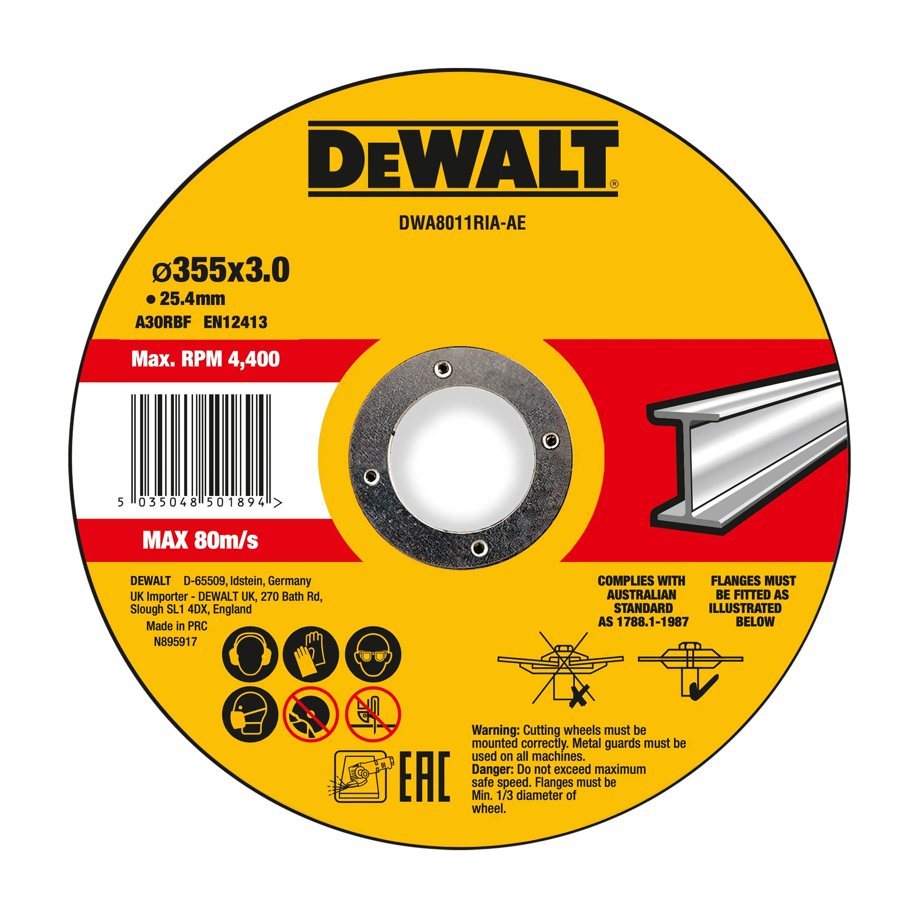 DEWALT DWA8011RIA-AE Trennscheibe 355x3x25,4 mm Metall