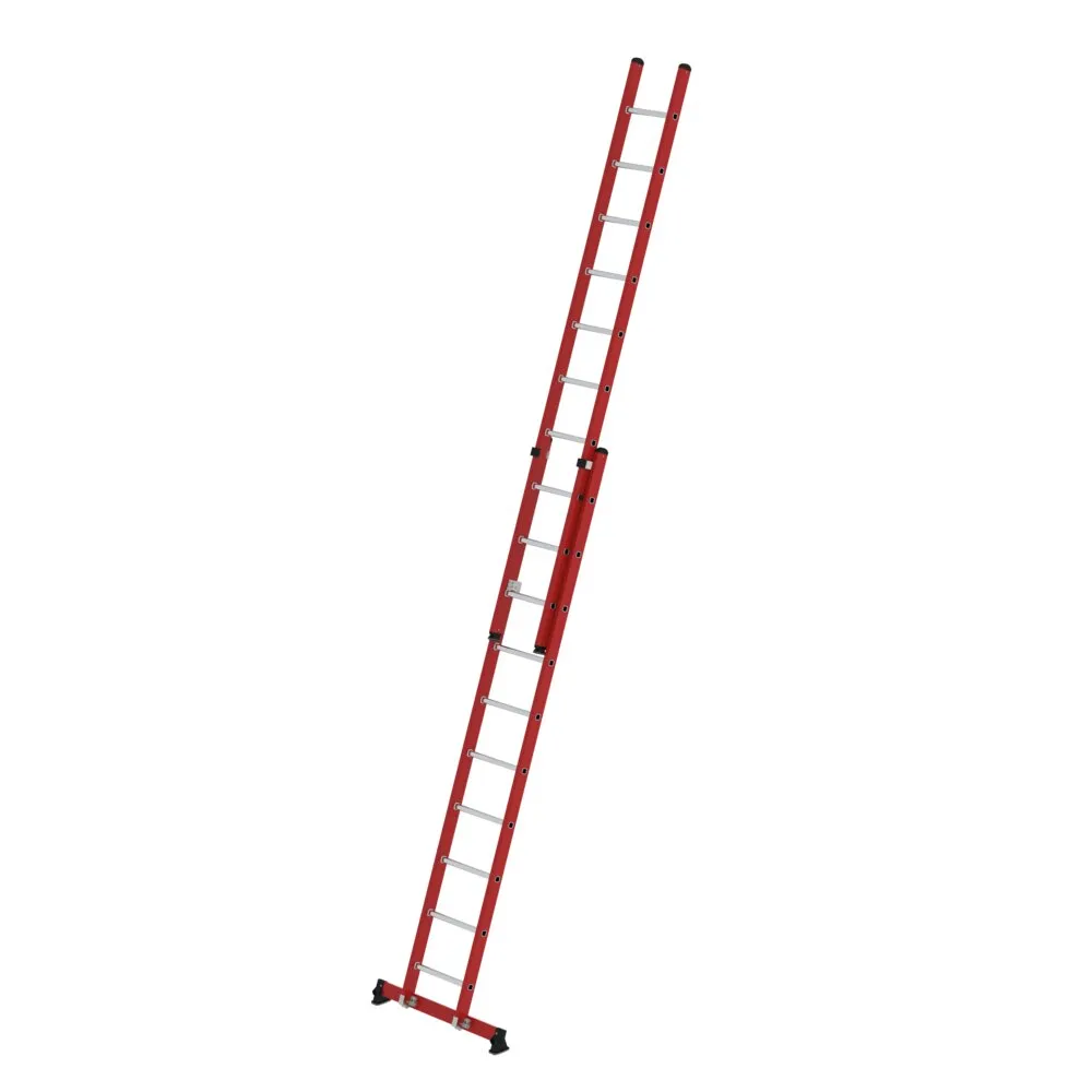 MUNK Sprossen-Schiebeleiter zweiteilig GFK/Alu mit nivello®-Traverse