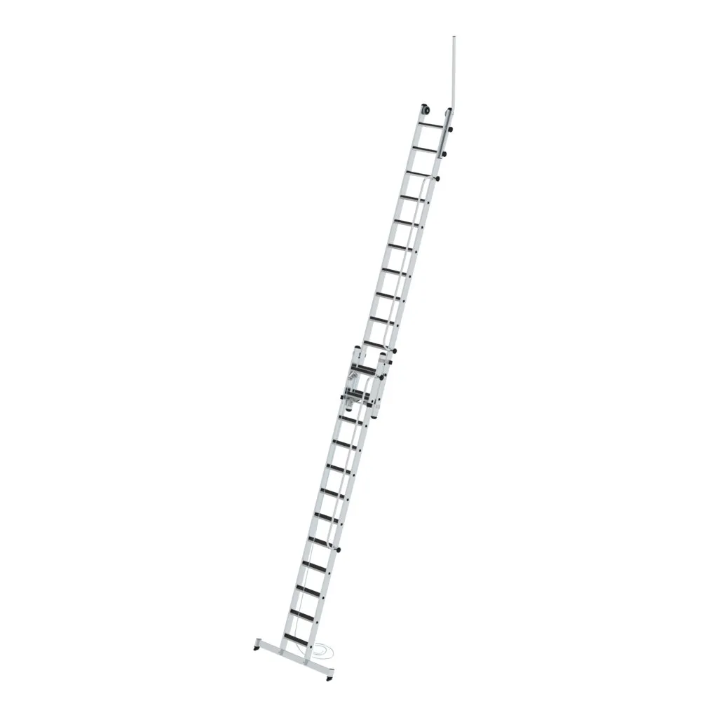 MUNK Stufen-Seilzugleiter 2-teilig mit Handlauf und Ausstiegsholm 2x12 Stufen