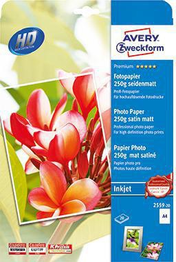 Avery Zweckform Fotopapier Premium 2559-20 DIN A4 250g ws 20 Bl./Pack.