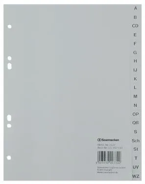 Soennecken Register 1522 DIN A5 A-Z volle Höhe PP grau