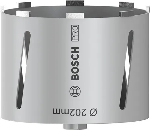 Bosch Diamanttrockenbohrkrone PRO Arbeits-L.202mm D.150 G 1/2Zoll 9 Seg.