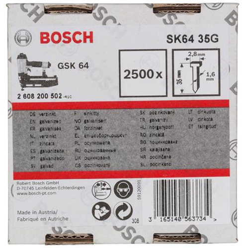 Bosch Senkkopfstift SK64 35G 2500-tlg.LxBxD.35x2,8x1,45mm verzinkt Drahtmaß 1,6mm