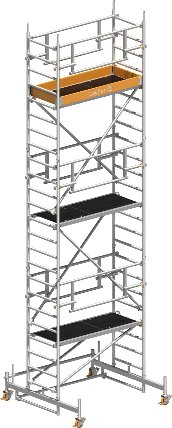 Layher Fahrgerüst Uni Leicht P2 SAFETY PLUS mit Doppelgeländer Typ: 1423205 | SH: 5,26 m / AH: 7,26 m