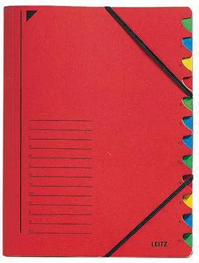 Leitz Ordnungsmappe 39120025 DIN A4 12Fächer farbig Karton rot