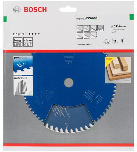 Bosch Kreissägeblatt Expert for Wood D.184mm Bohrung 30mm 56Zähne WZ