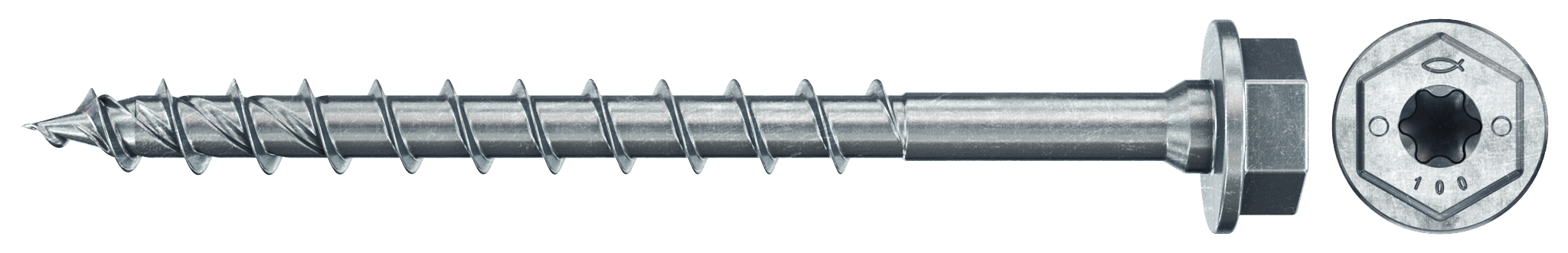 fischer PowerFast FPF II HWTF 8,0 x 80 BC 50 Sechskantkopf mit Innenstern TX Vollgewinde galvanisch verzinkt blau passiviert