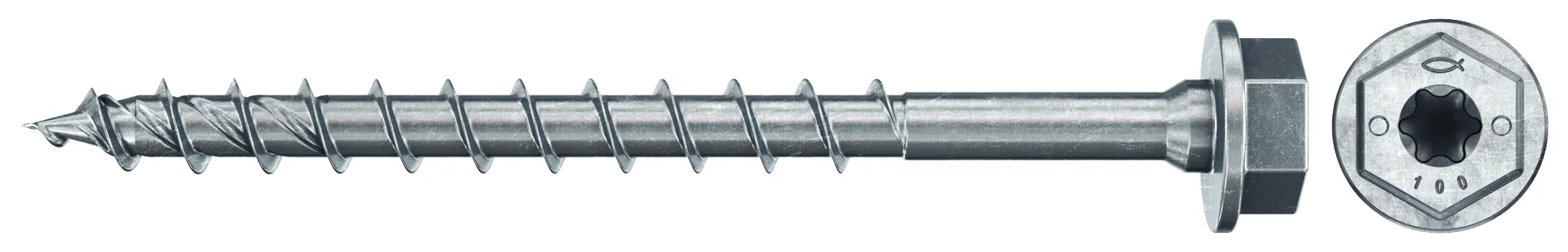 fischer PowerFast FPF II HWTF 8,0 x 80 BC 50 Sechskantkopf mit Innenstern TX Vollgewinde galvanisch verzinkt blau passiviert