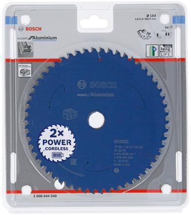 Bosch Kreissägeblatt Expert for Aluminium D.184mm Bohrung 20mm 54Zähne HLTCG