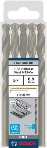 Bosch Metallbohrer PRO Stainless Steel D.8,8mm Arbeits-L.81mm L.125mm 5St.