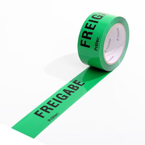 Kennzeichnungsband Breite 50mm Länge 66m 52µ PP grün Aufdruck Freigabe TRANSPAK
