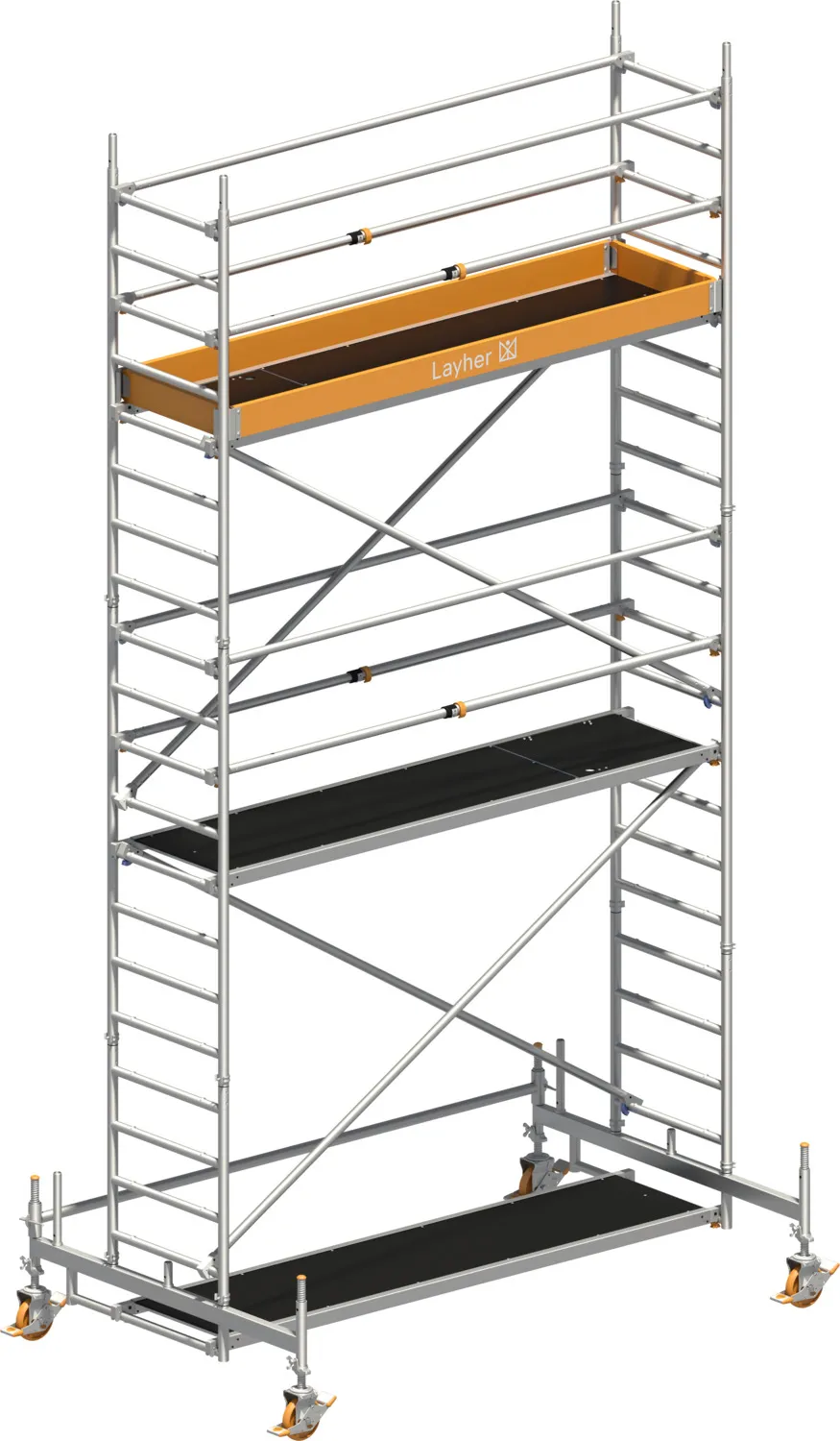 Layher Fahrgerüst Uni Standard P2 mit Uni Telegeländer Typ: 1411104 | SH: 4,35 m / AH: 6,35 m