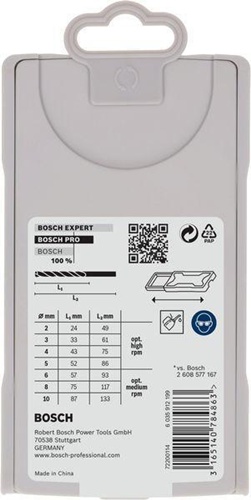 Bosch Metallbohrer-Set PRO Stainless Steel 7tlg. Arbeits-L.24-87mm D.2-10mm L.49-133mm