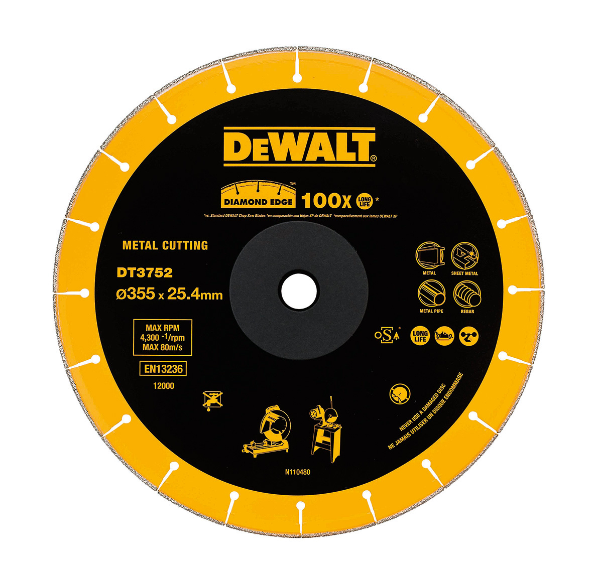 DEWALT DT3752-QZ Diamanttrennscheibe Metall 355x25,4 mm