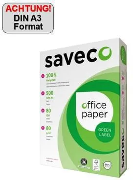 Saveco Kopierpapier Green Label 100000007 A3 80g ISO 80 500Bl.