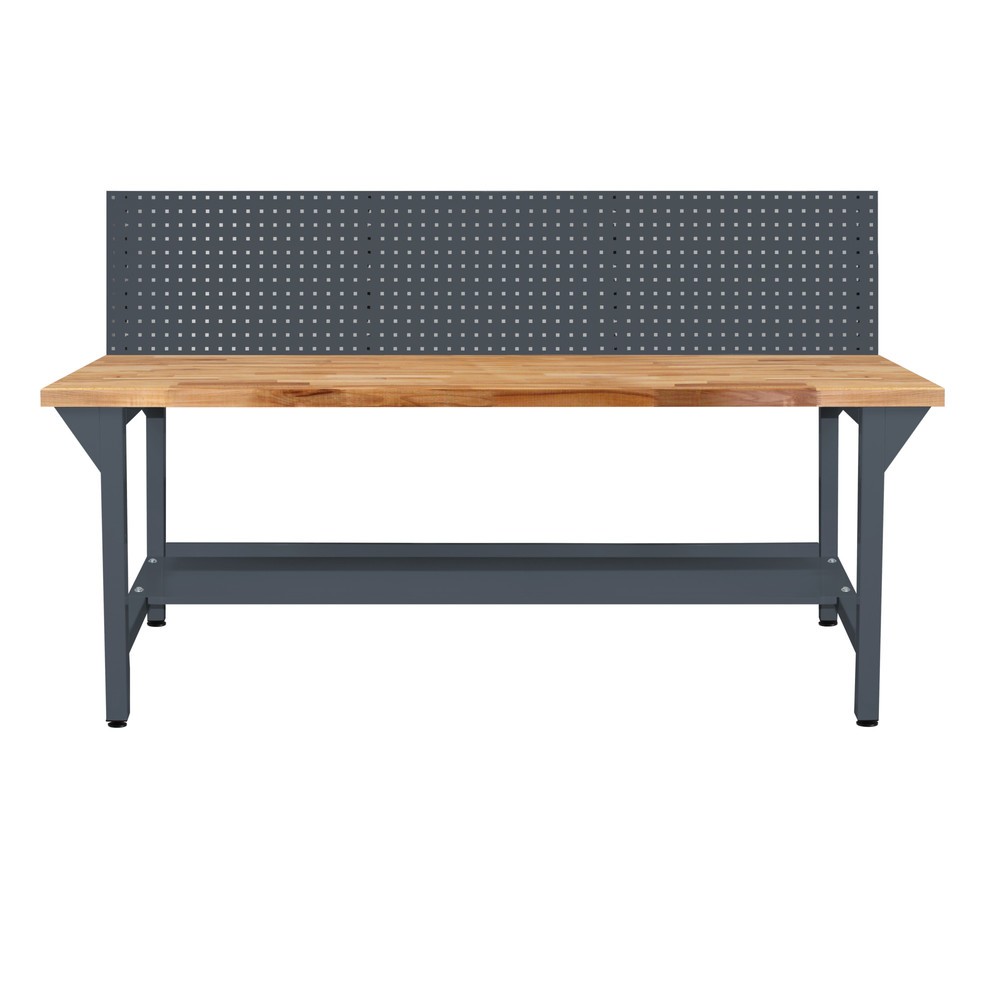 HEMMDAL Werkbank Typ XL mit Lochwand, 200 x 85 x 75 cm – anthrazit