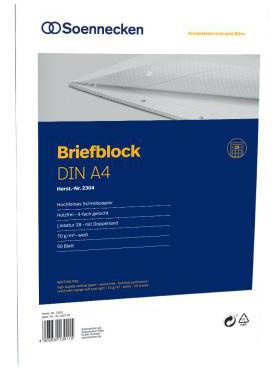 Soennecken Briefblock 2304 DIN A4 gelocht Lineatur28 kariert 50Blatt